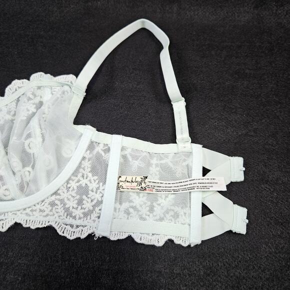 Intimately Free People Daydreamer Bra 32D Lace Underwire Unlined Ice Fog Sheer - Picture 11 of 16